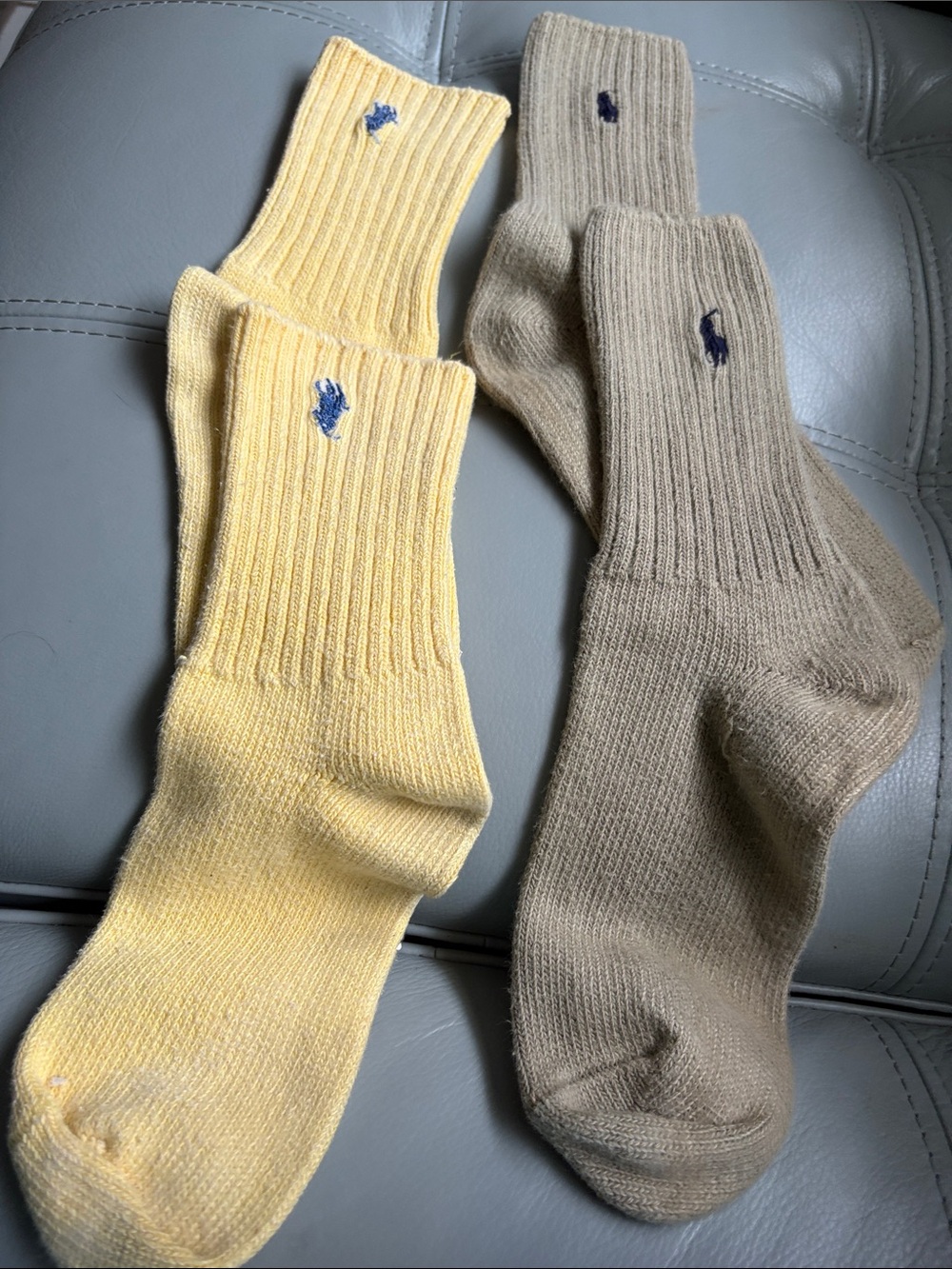 Polo by Ralph Lauren Yellow and Tan Ribbed Crew Socks - Pair Set